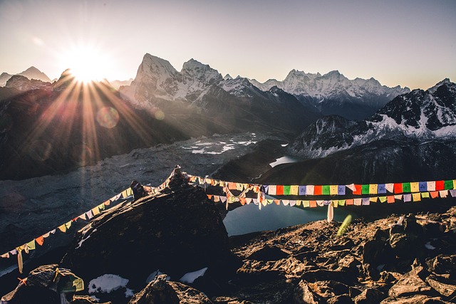 Mountain Nepal havens for prayer-flag dawn and clean bright air